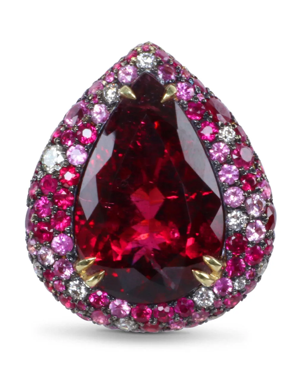 Rubellite Teardrop Ring