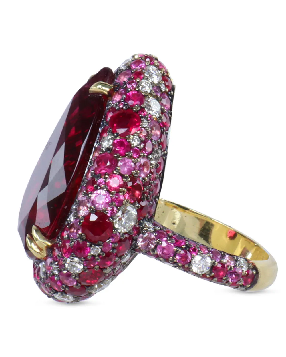 Rubellite Teardrop Ring