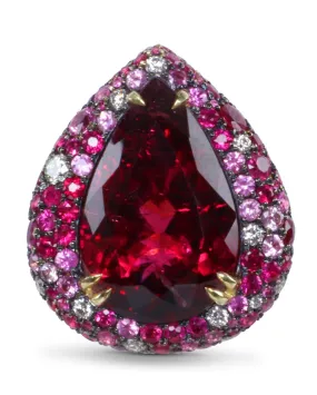 Rubellite Teardrop Ring