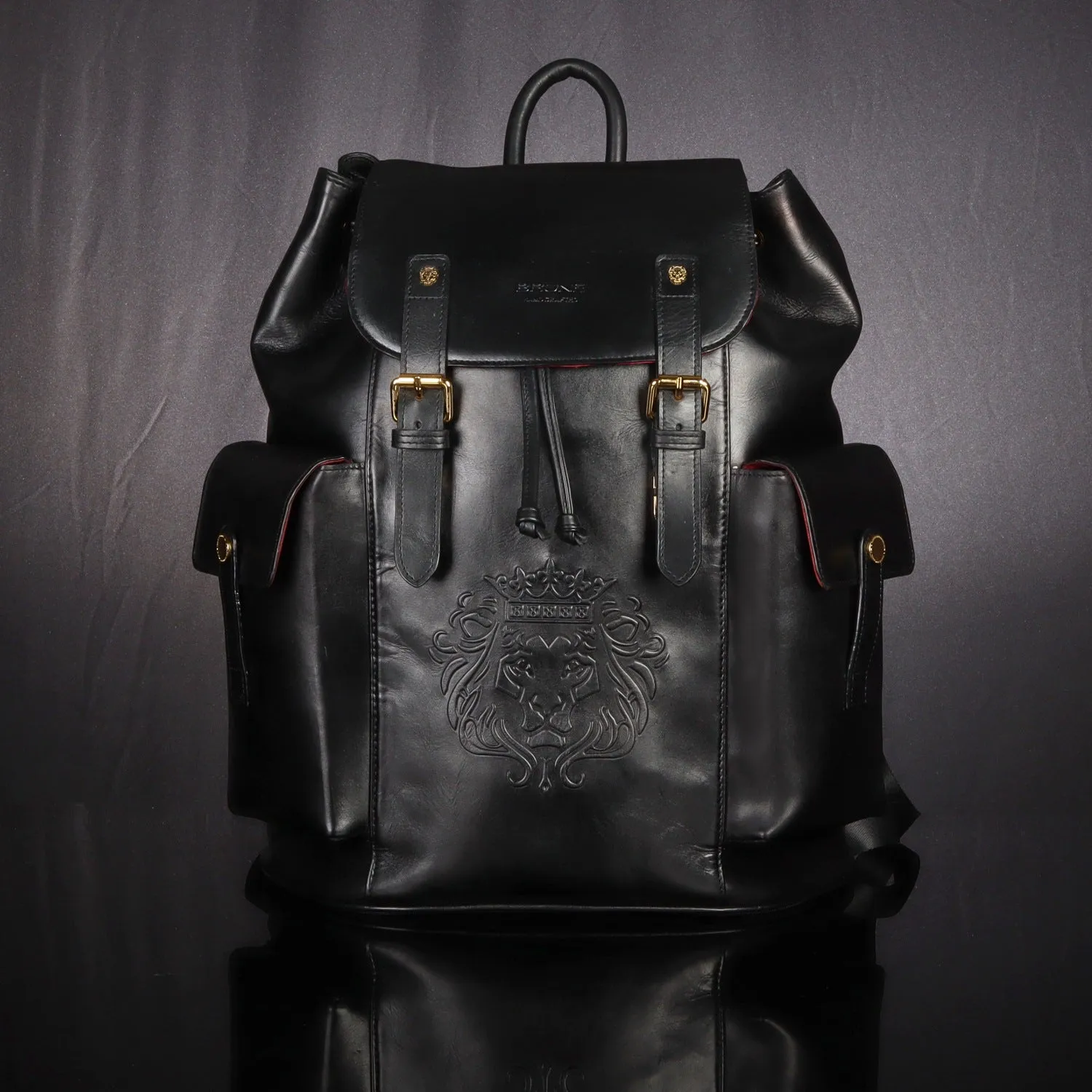 Rugsack Black Leather Backpack