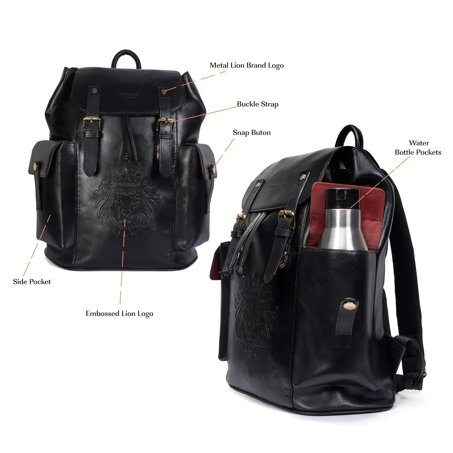 Rugsack Black Leather Backpack