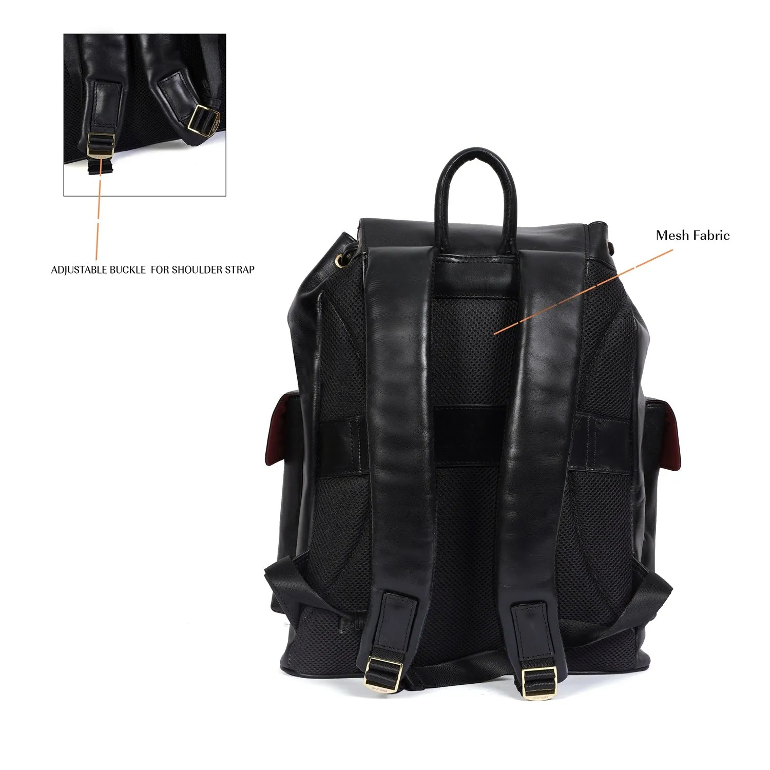 Rugsack Black Leather Backpack