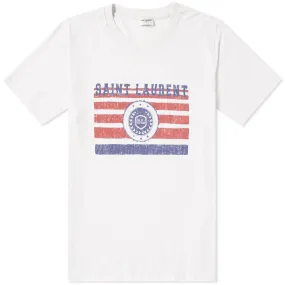 Saint Laurent College Flag Print TeeWhite & Red