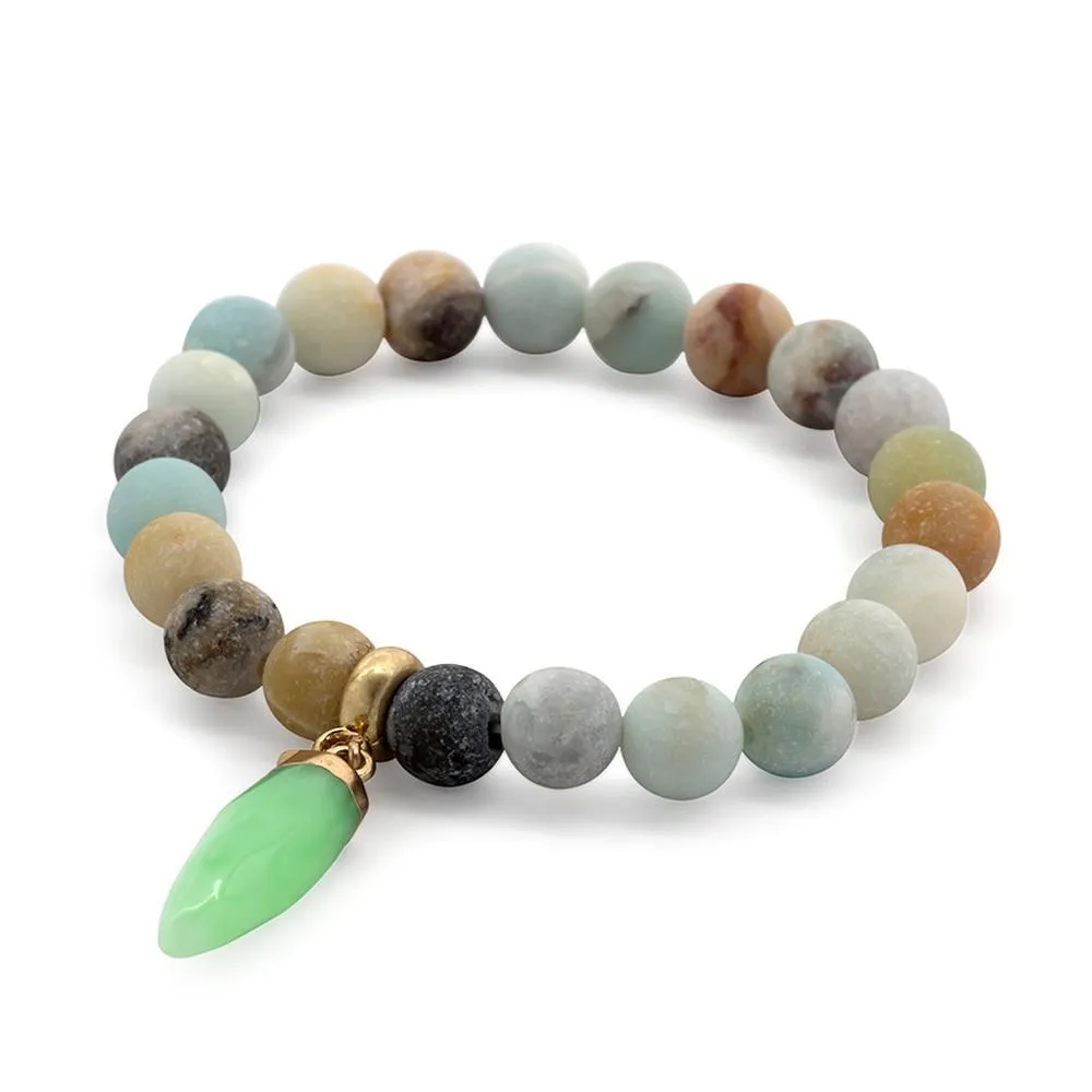 Semi Precious Stone Stretch Bracelet with Icicle Green