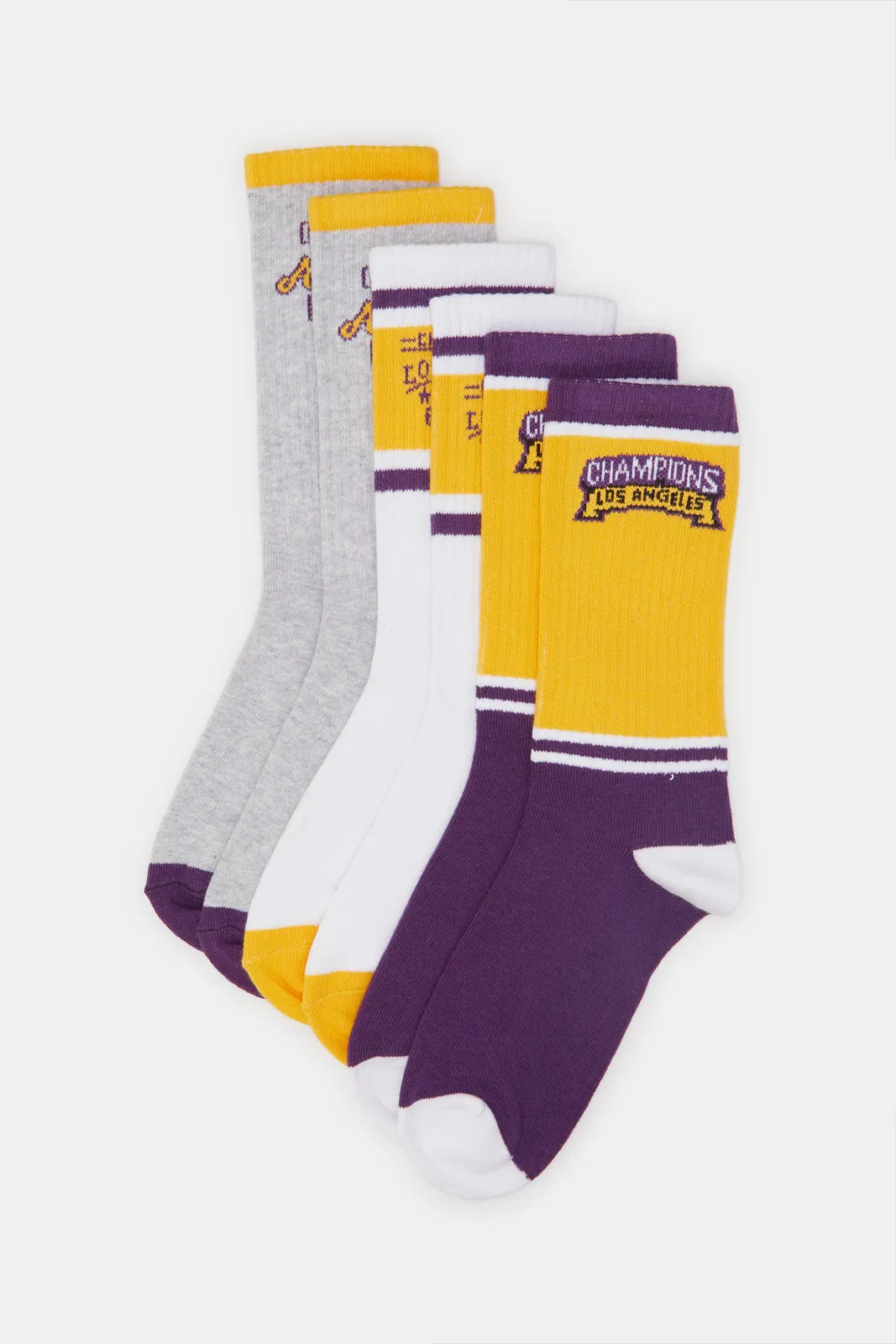 Senior Boys Assorted LA Basketball Socks (Pack of 3)