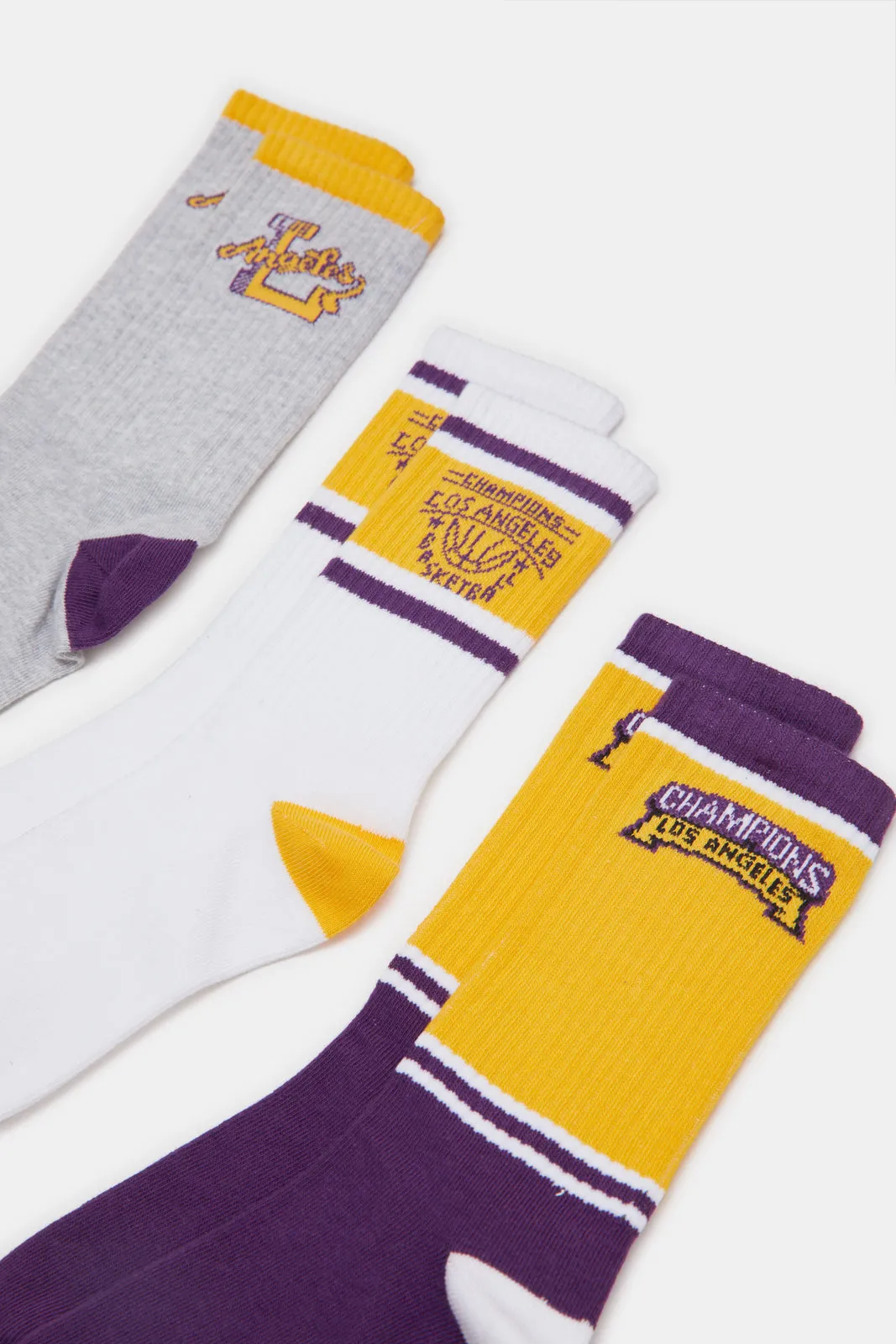 Senior Boys Assorted LA Basketball Socks (Pack of 3)