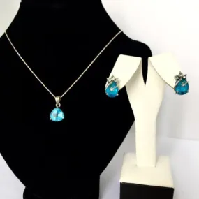 Set of BLUE ZIRCON PENDANT & EARRINGS