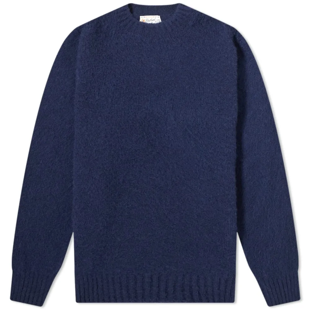 Shetland Woollen Co. Shaggy Crew KnitAdmiral Navy