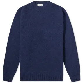 Shetland Woollen Co. Shaggy Crew KnitAdmiral Navy