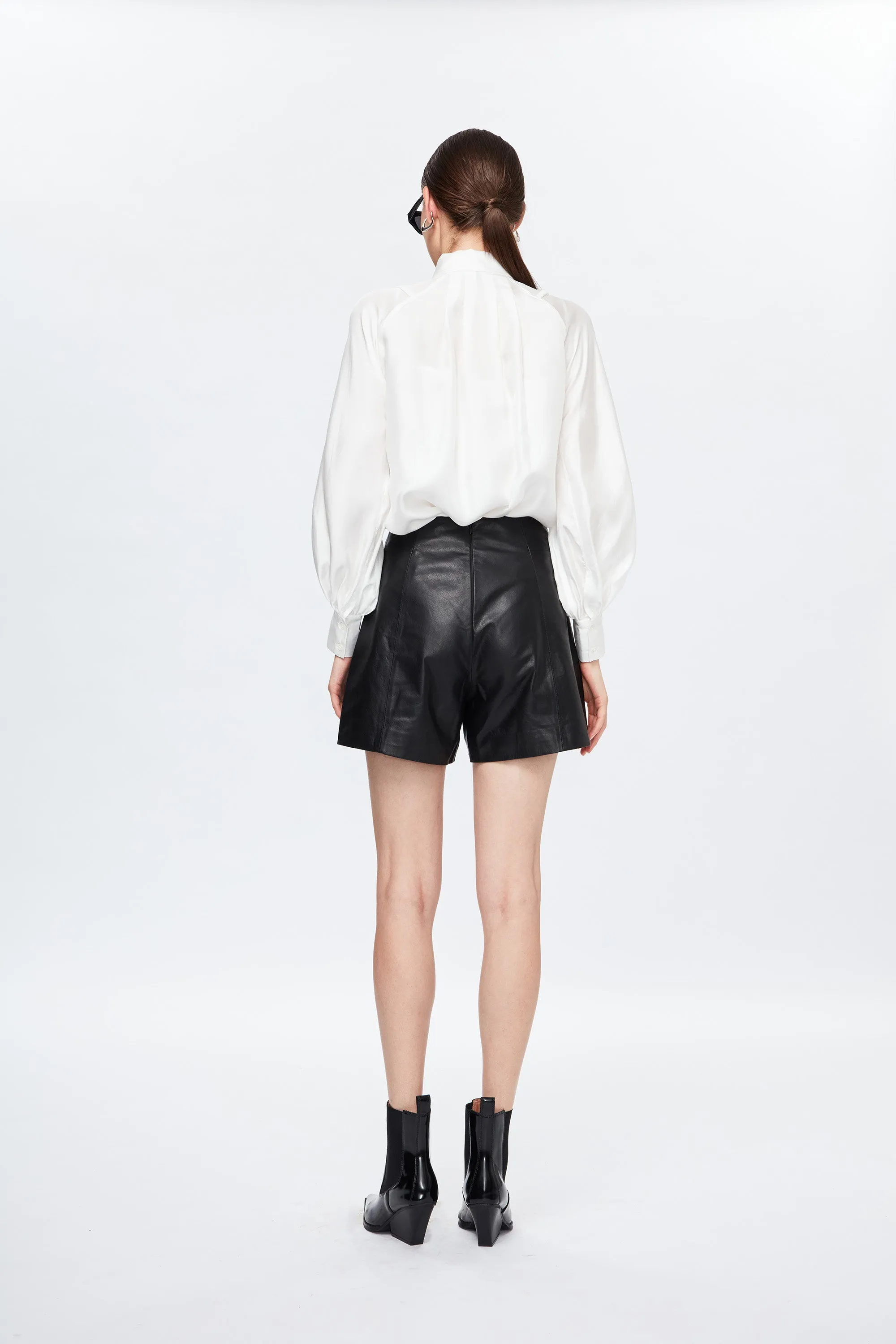 Slim-Cut Leather Shorts