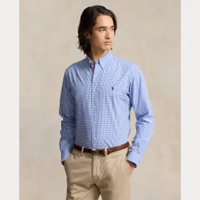 SLIM FIT CHECKED STRETCH POPLIN SHIRT