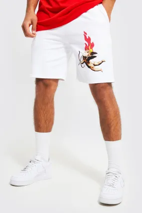 Slim Fit Graphic Cherub Shorts