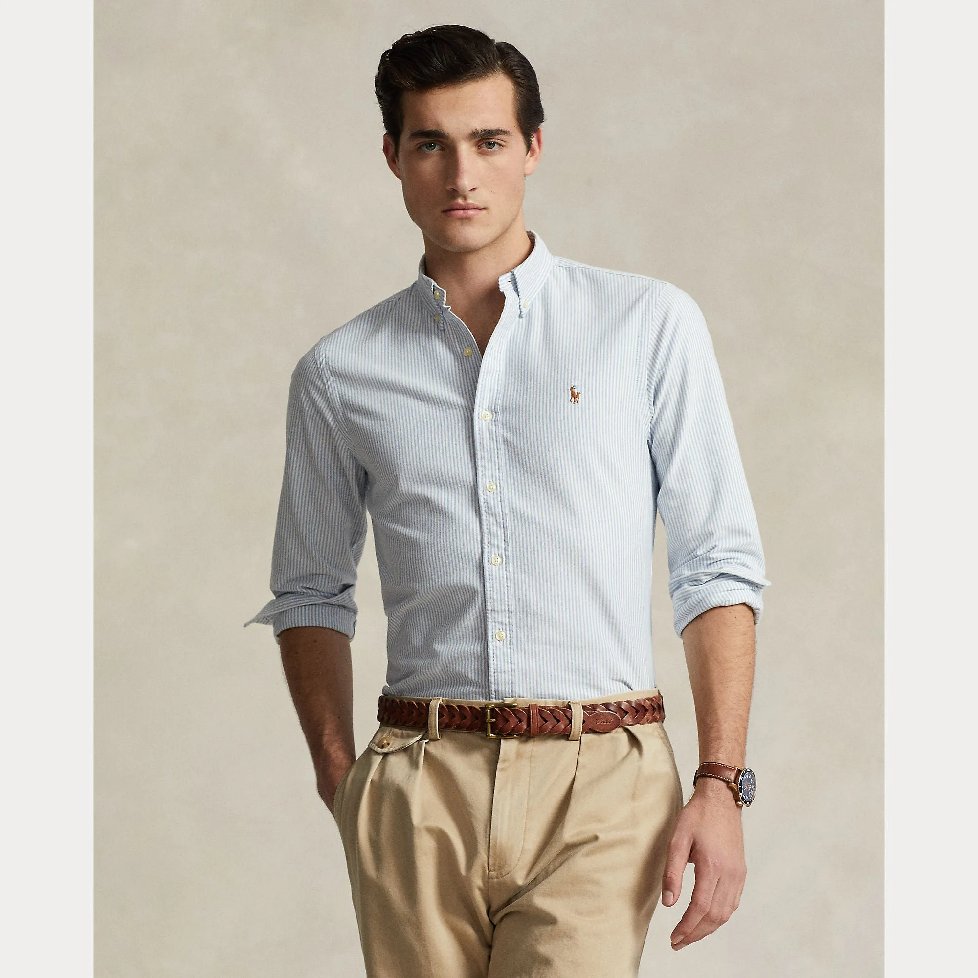 SLIM FIT STRIPED OXFORD SHIRT