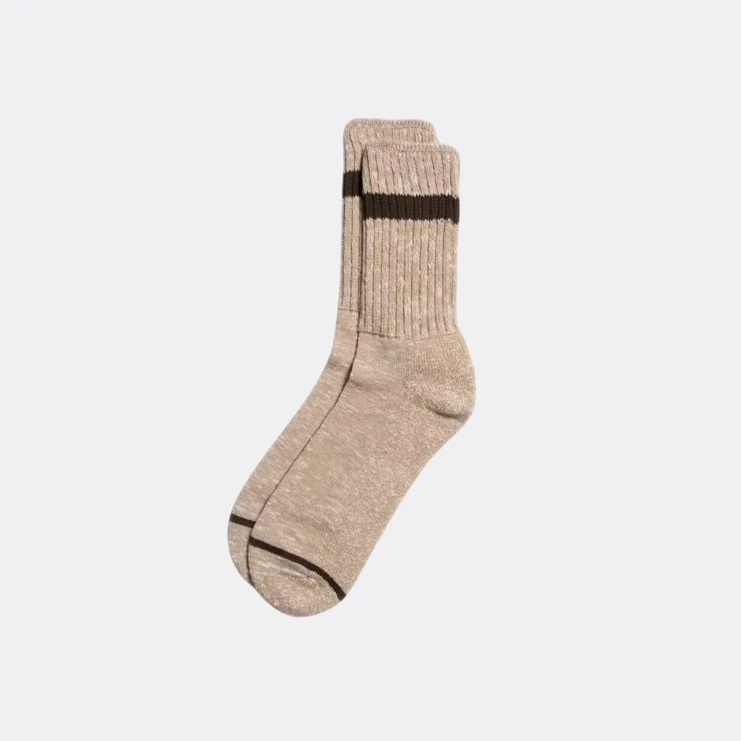 Slub Stripe Socks (Beige Melange)