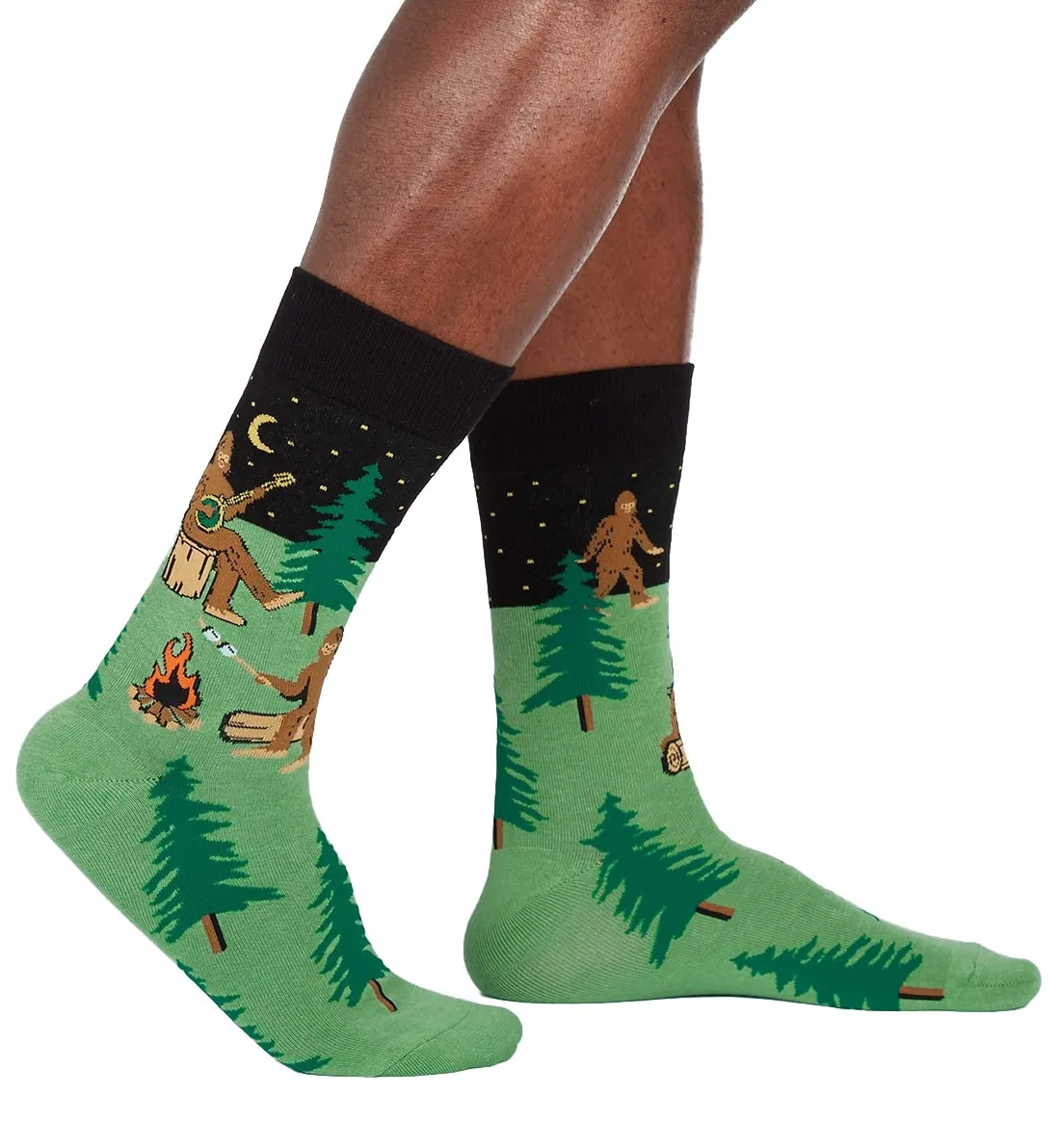 SOCK it to me Men's Crew Socks (Prints) - Sasquatch Camp Out