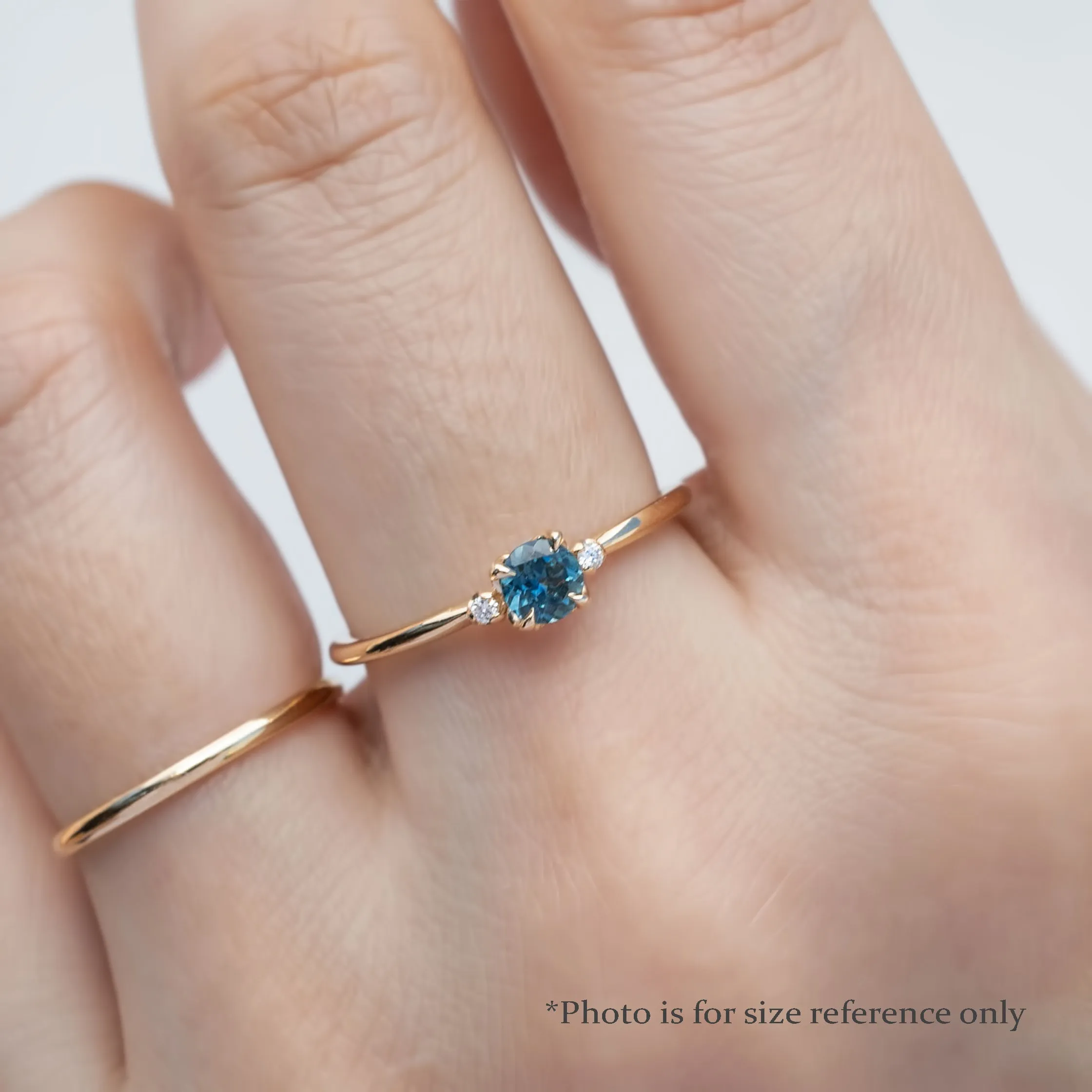 Sofia Ring 4mm 0.30ct Blue Round Montana Sapphire, 14K Rose Gold