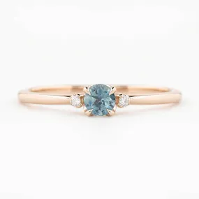 Sofia Ring 4mm 0.30ct Blue Round Montana Sapphire, 14K Rose Gold