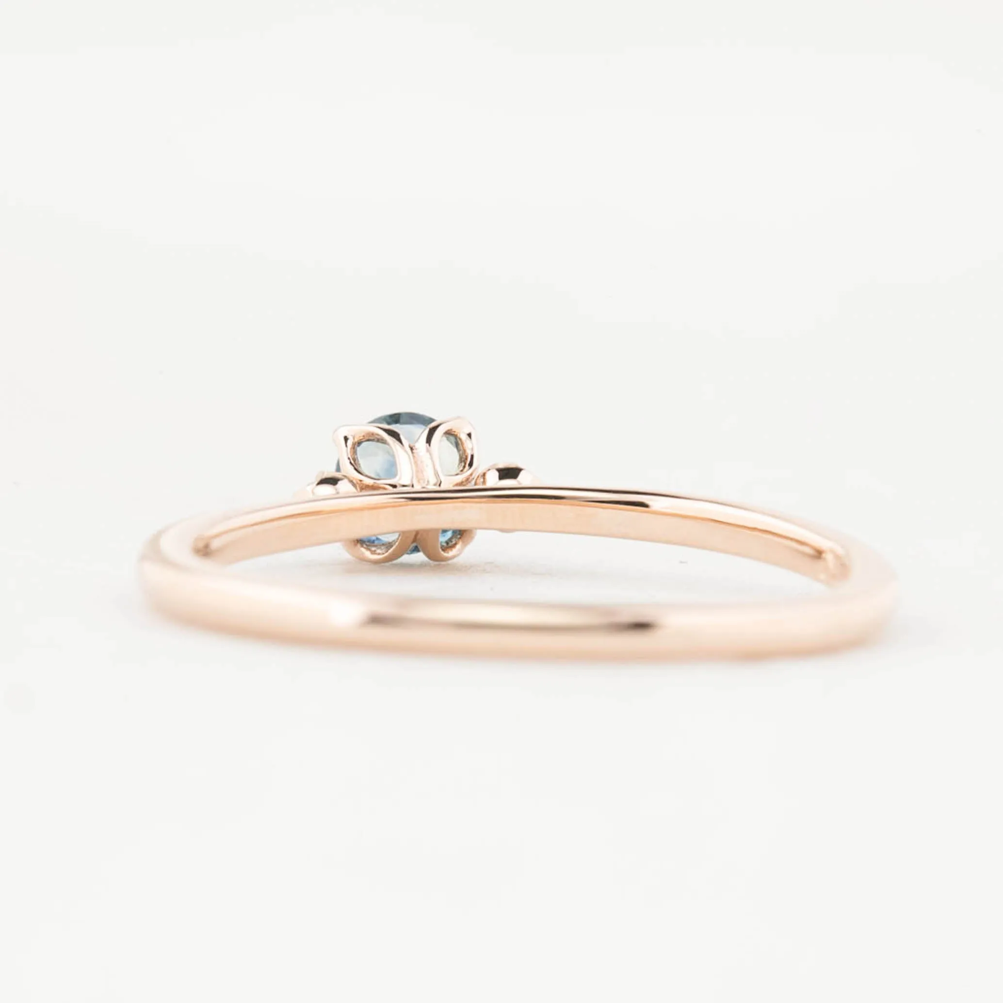 Sofia Ring 4mm 0.30ct Blue Round Montana Sapphire, 14K Rose Gold