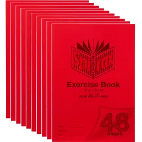 Spirax P118 Exercise Book Ruled 12mm 70GSM 48 Page A4 Red 10 Pack