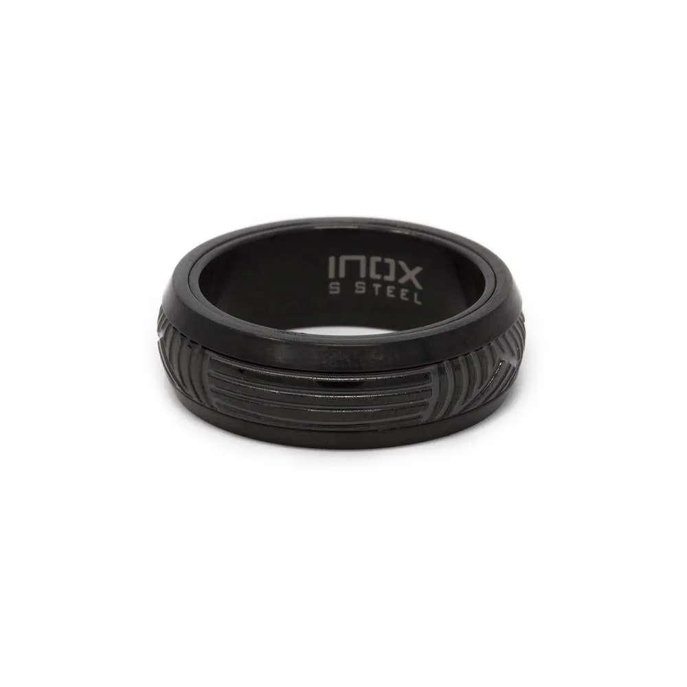 Stainless St. Black IP Ring