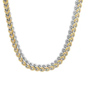 Stainless Steel Two Tone Franco Chain Men's Necklace. 24