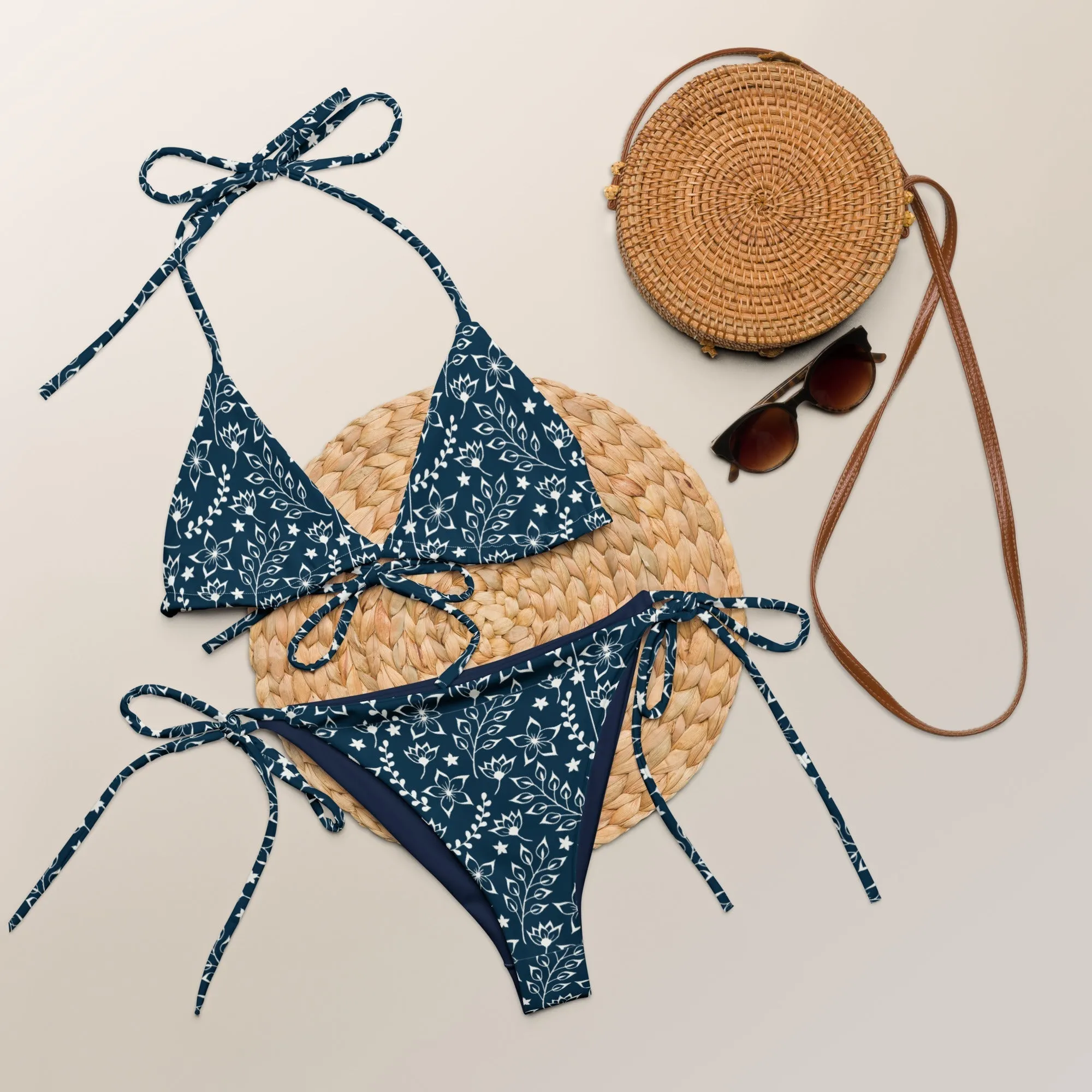 STRING BIKINI SET ECO -GARDEN PARTY DARK NAVY