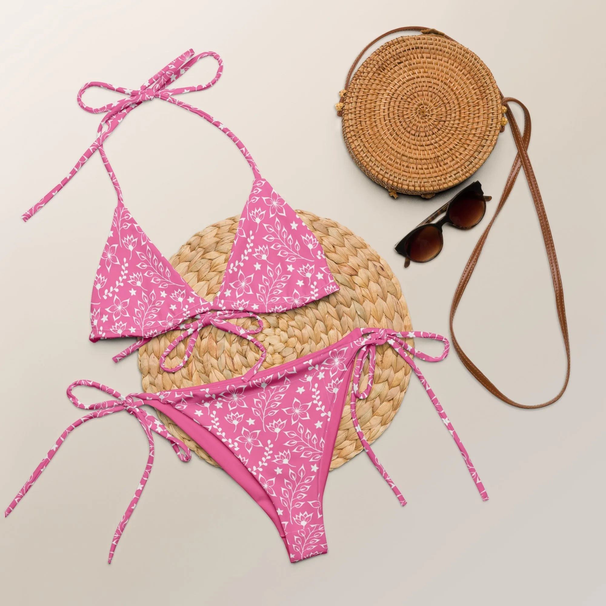 STRING BIKINI SET ECO -GARDEN PARTY PINK