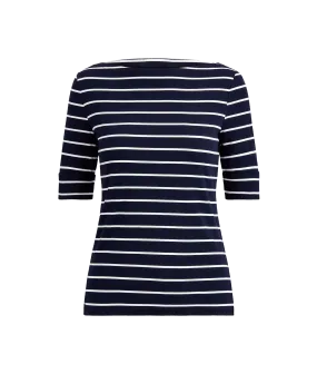 Striped Boatneck Top - Navy