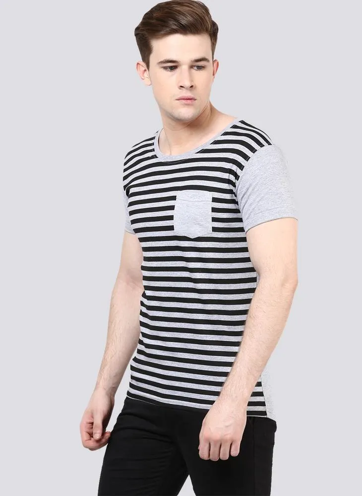 Striped T-shirt with Chest Pocket detail