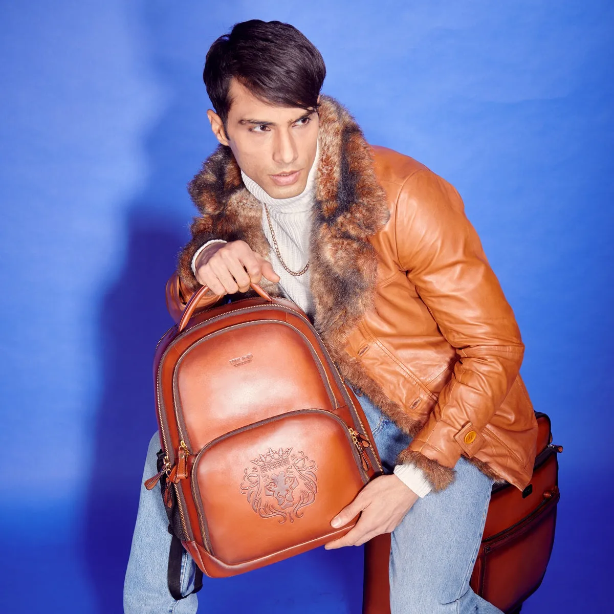 Super Functional Tan Leather Backpack by Brune & Bareskin