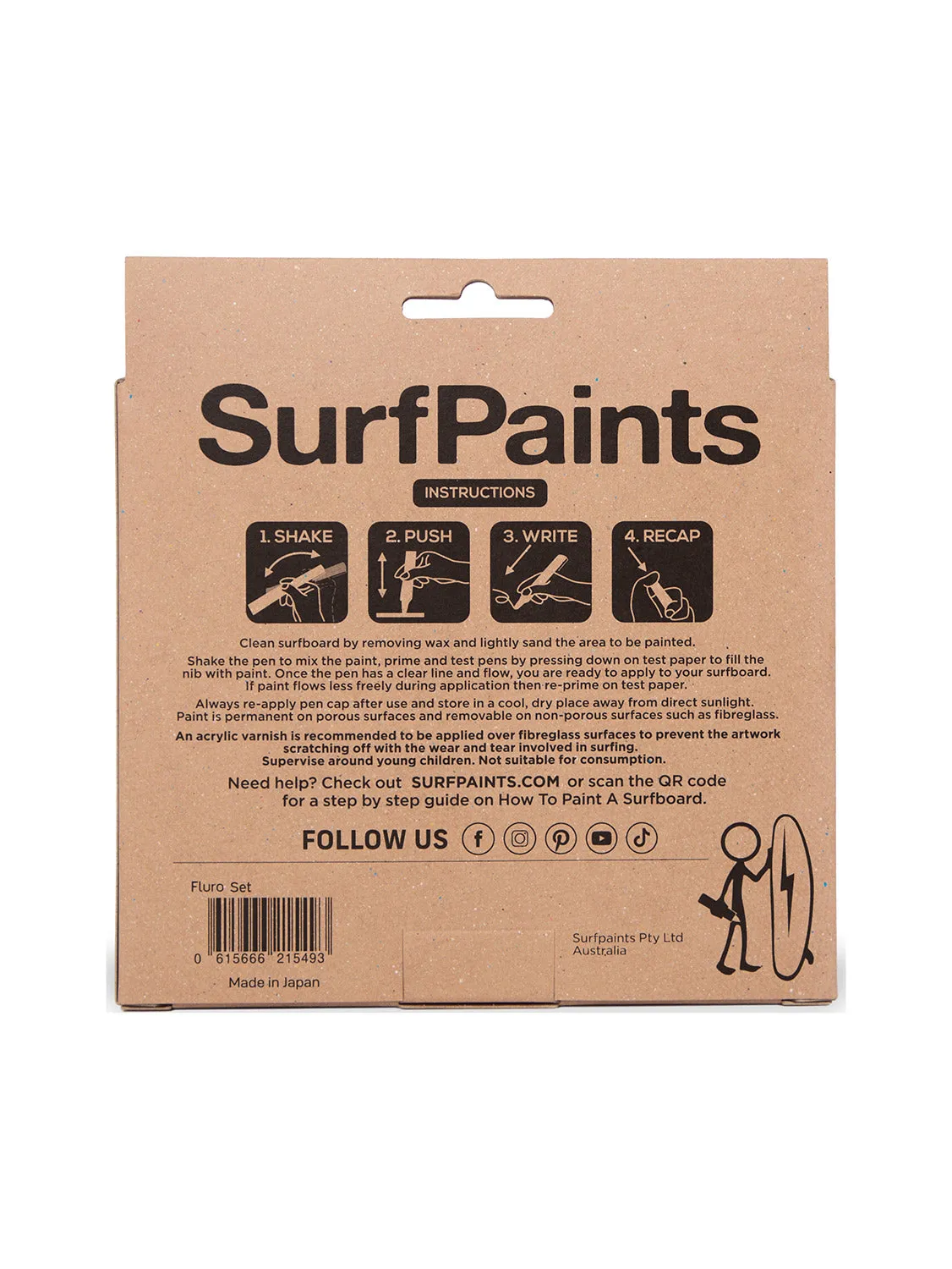 SurfPaints Acrylic Water Based Markers Fluro Set