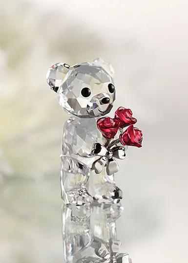 Swarovski Crystal Figurine KRIS BEAR RED ROSES FOR YOU #5268845