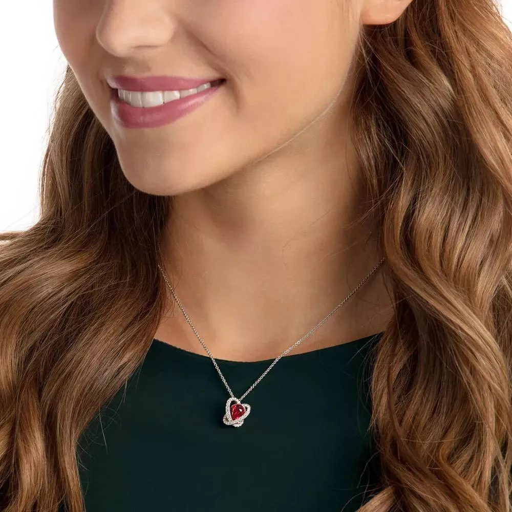 Swarovski Outstanding PEAR Pendant Necklace, Red & Clear, Rhodium -5455036