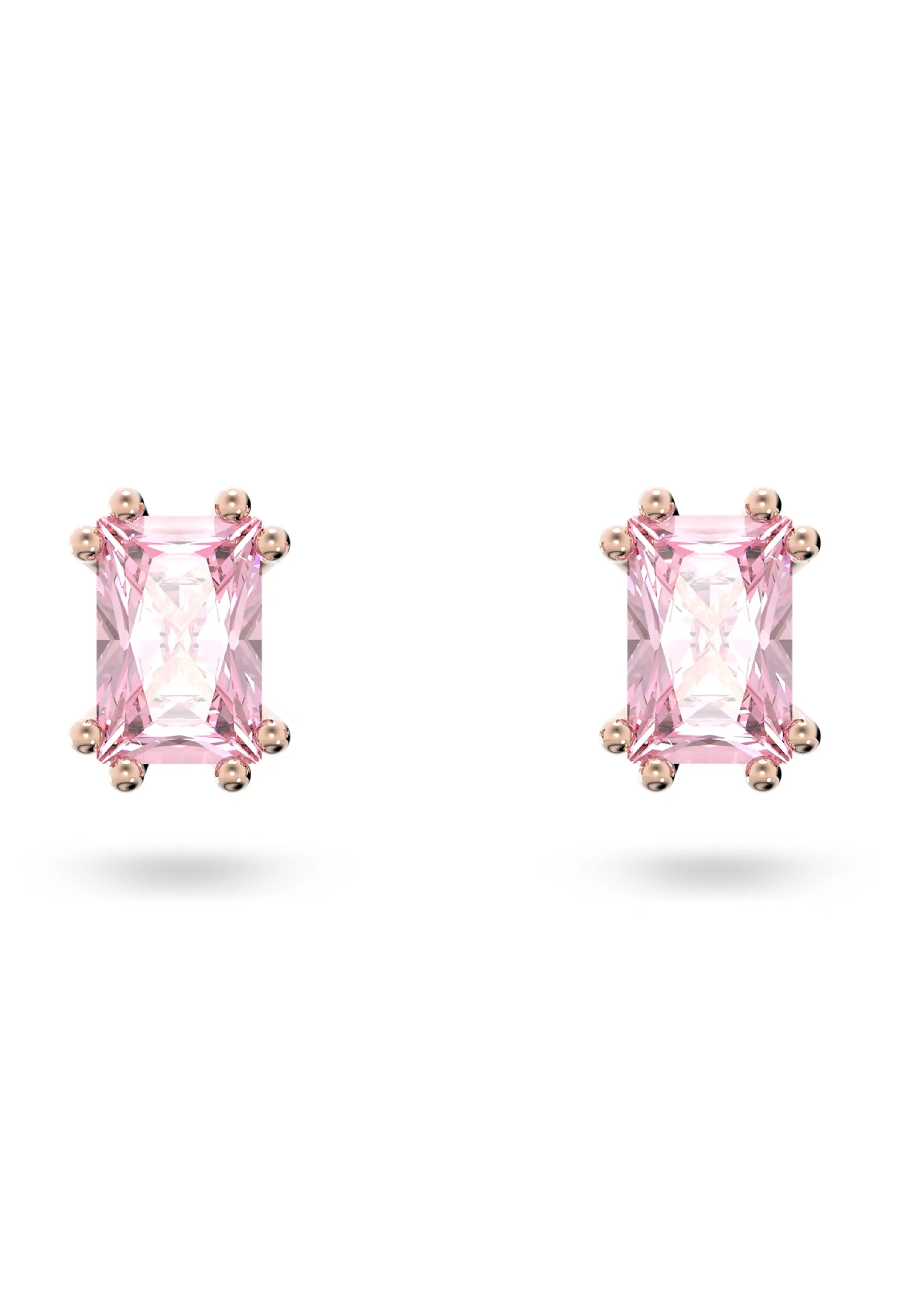 Swarovski Stilla Pink Cushion Cut Stud Earrings Rose Gold Plated