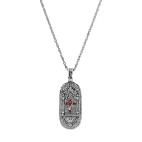 Symbols Of Faith Holy Cross Siam Red Crystal Reliquary Pendant Necklace 18