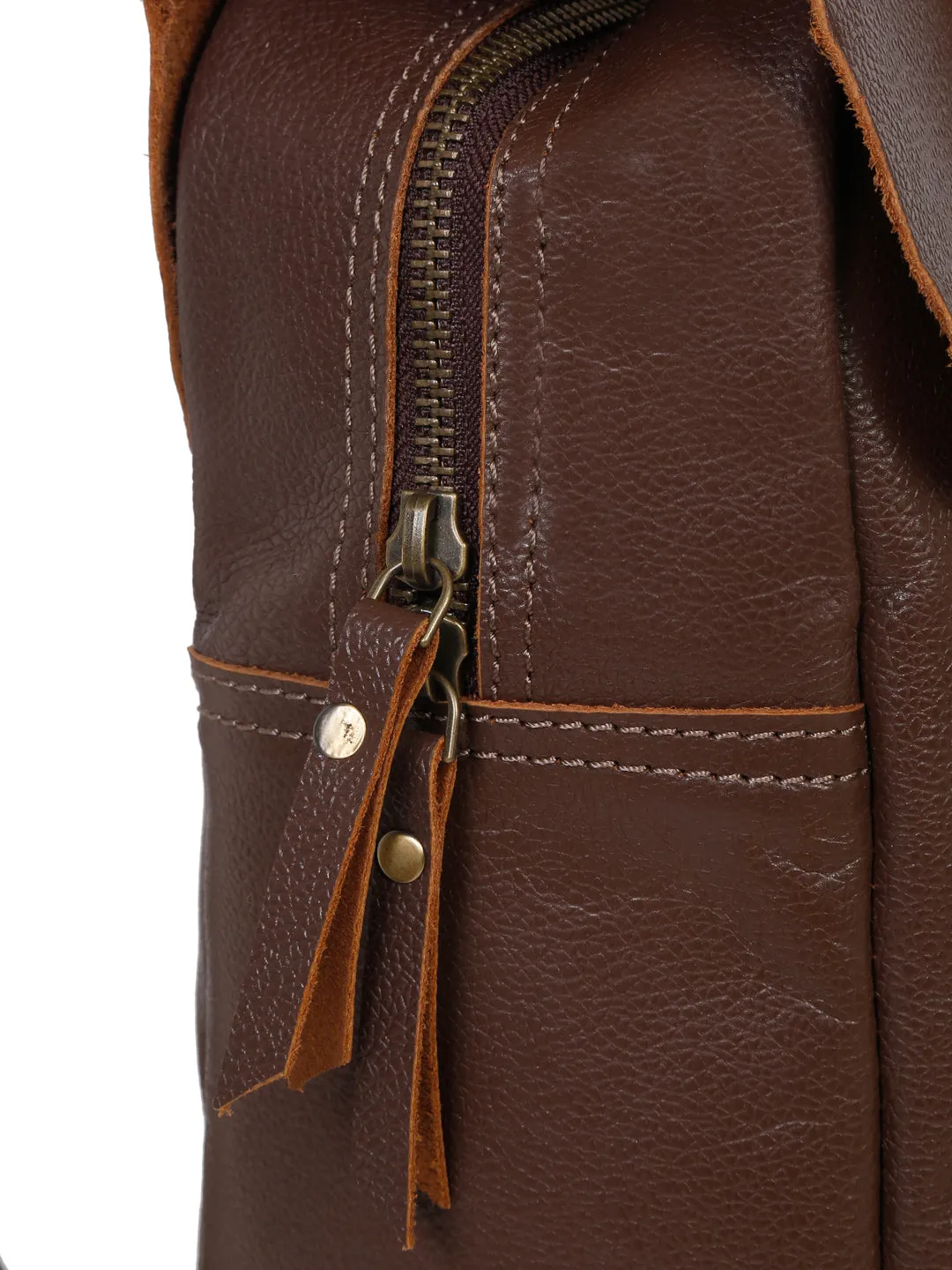 Teakwood Leather Unisex Brown Leather Backpack - Clearance sale