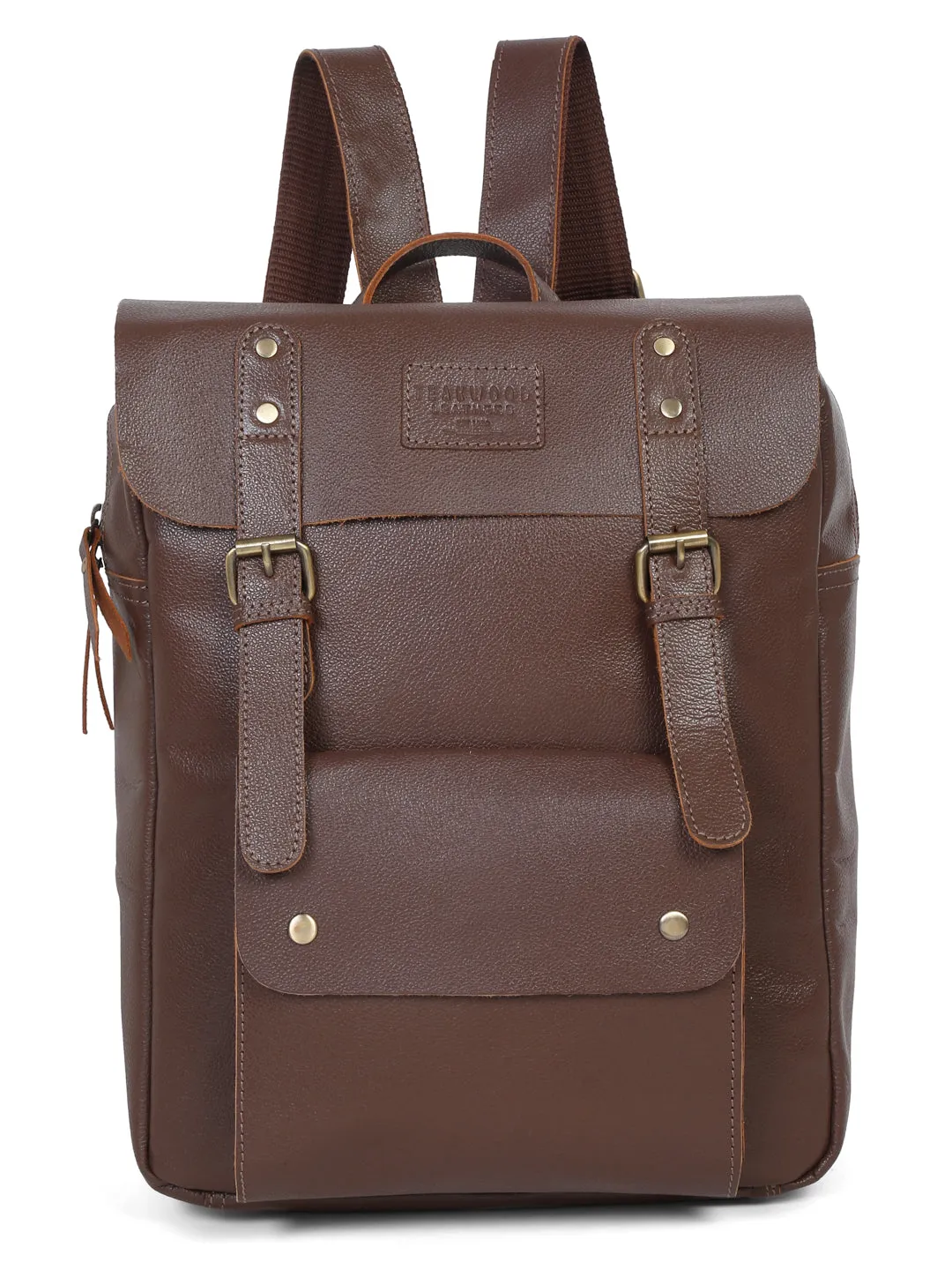 Teakwood Leather Unisex Brown Leather Backpack - Clearance sale