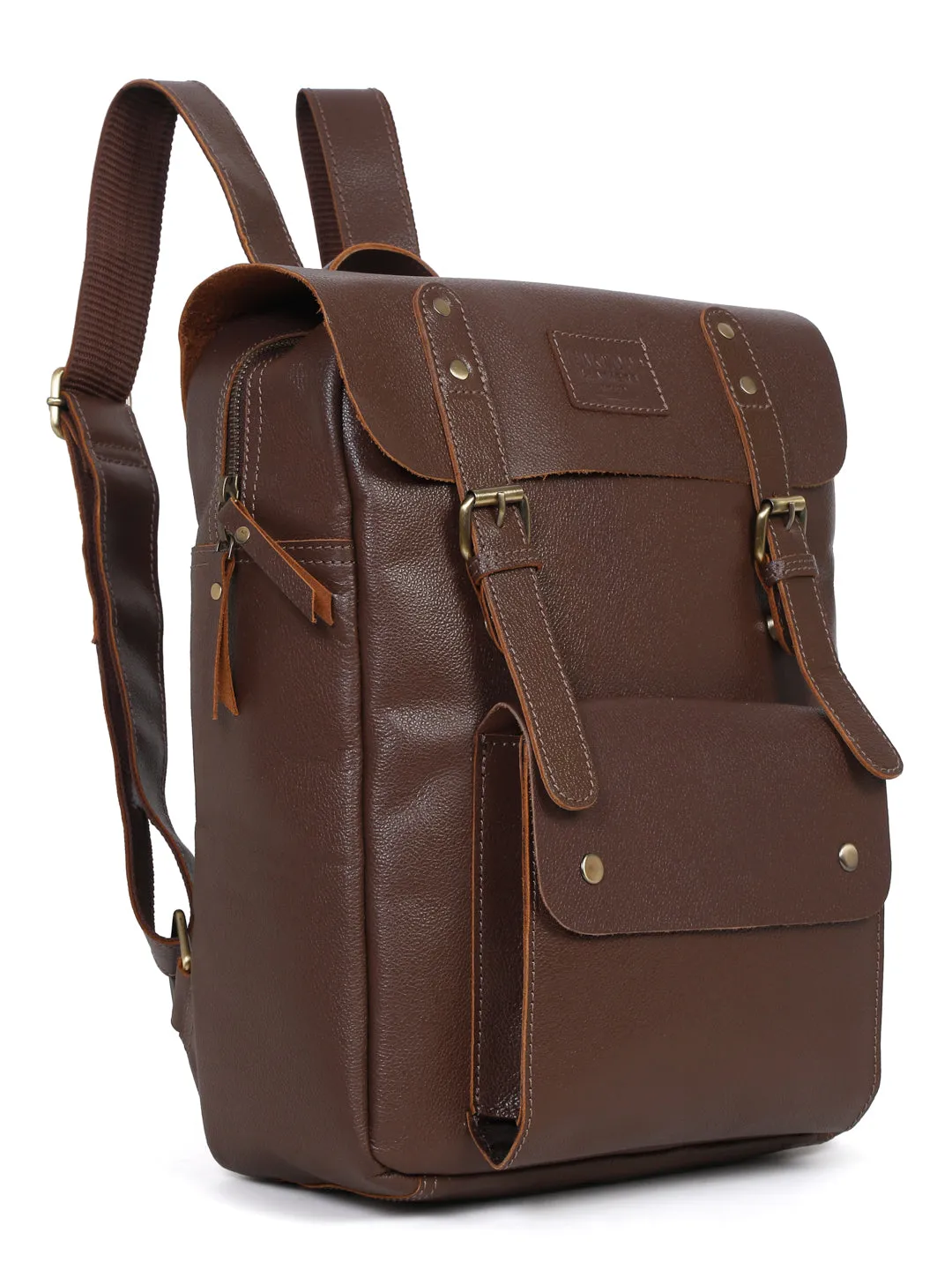 Teakwood Leather Unisex Brown Leather Backpack - Clearance sale