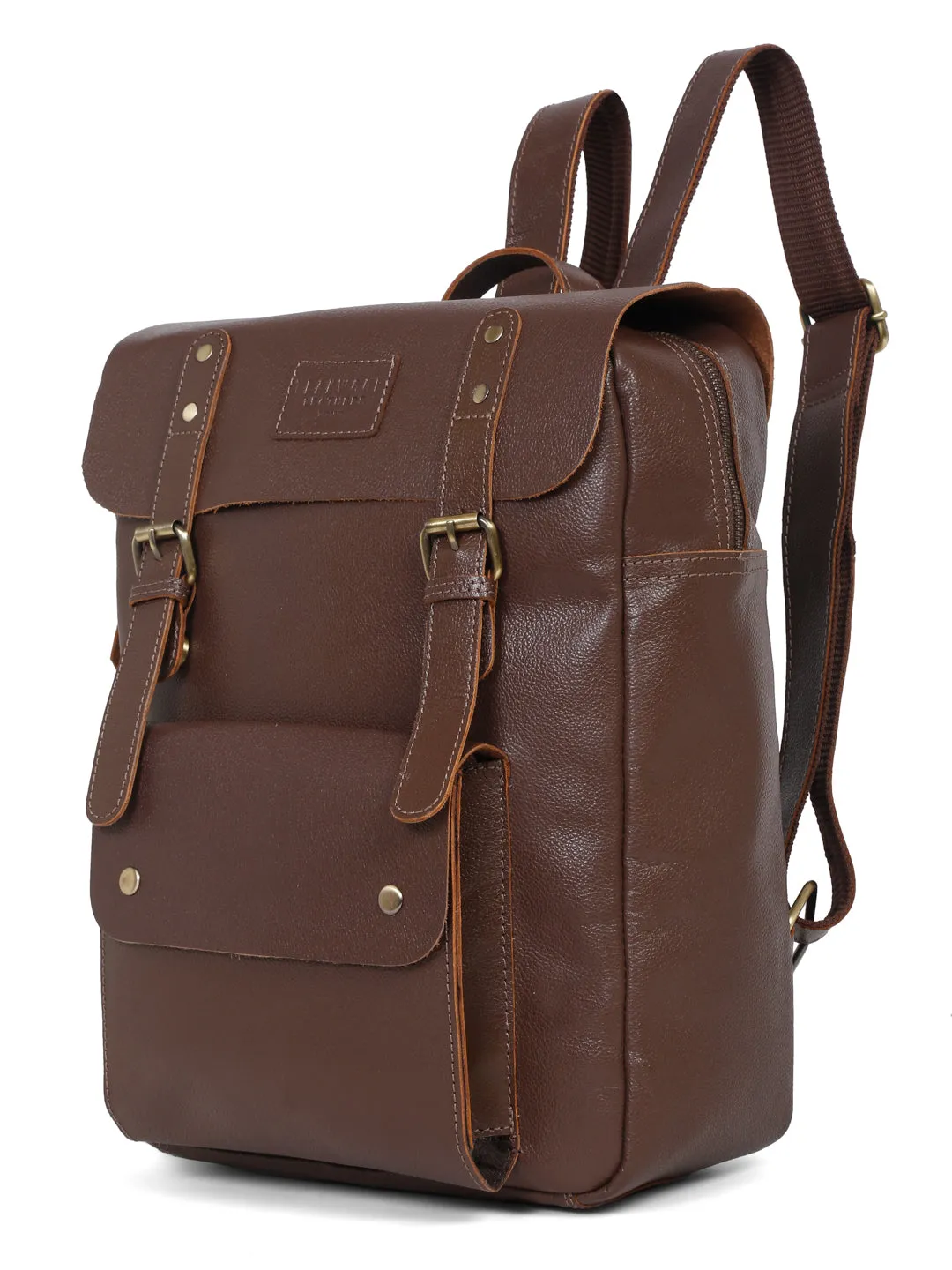 Teakwood Leather Unisex Brown Leather Backpack - Clearance sale