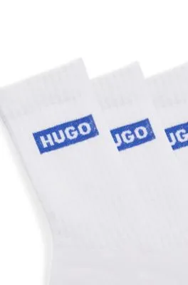 Three-pack of short socks with blue logos