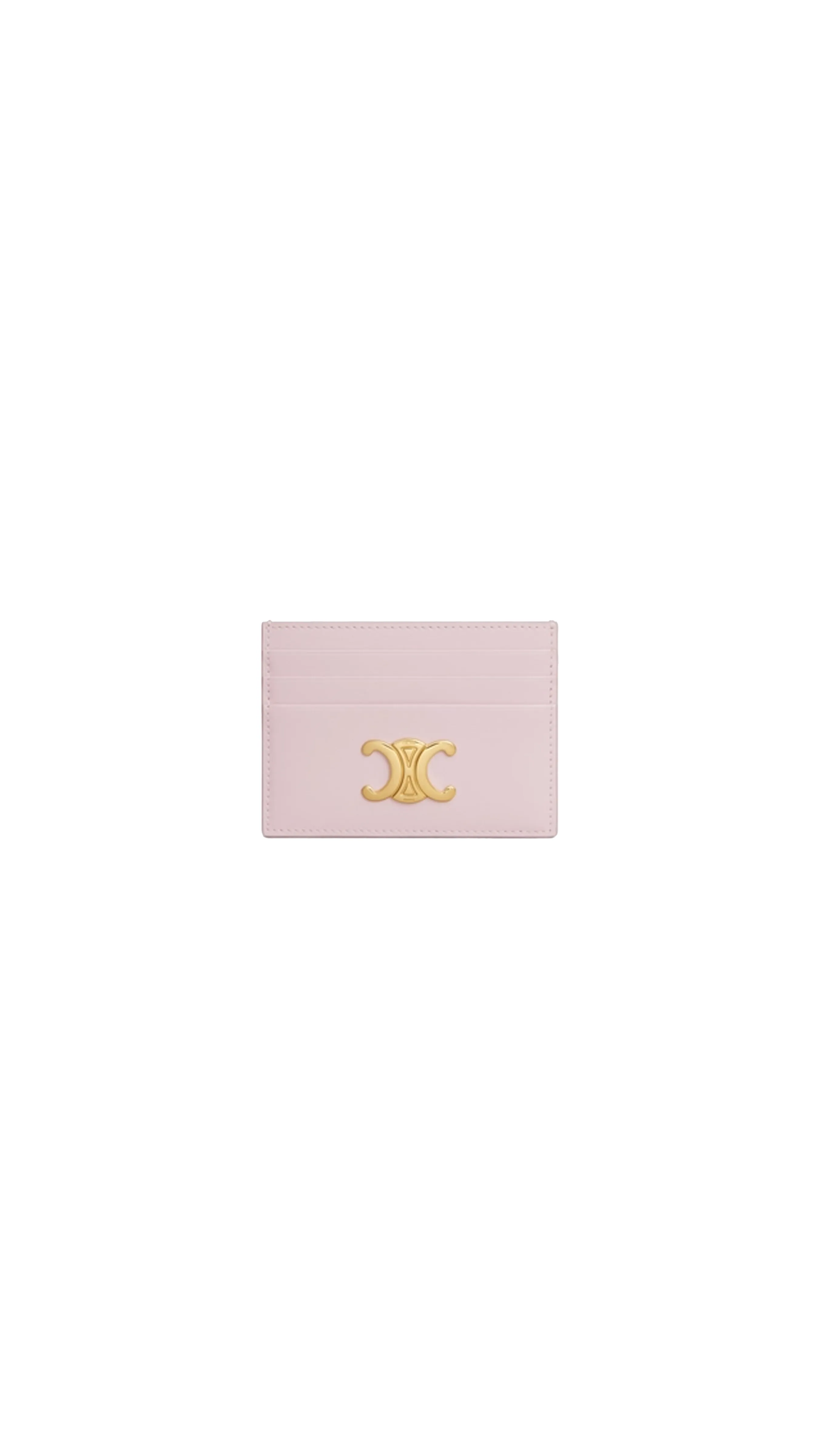 Triomphe Cardholder In Shiny Calfskin - Pastel Pink