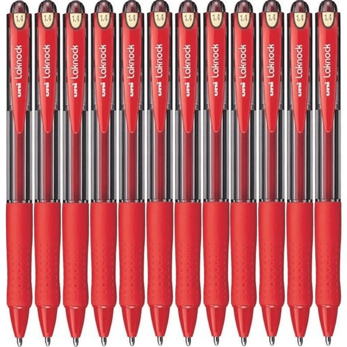 Uni-Ball SN-100 Laknock Retractable Ballpoint Pen Broad 1.4mm Red Box 12