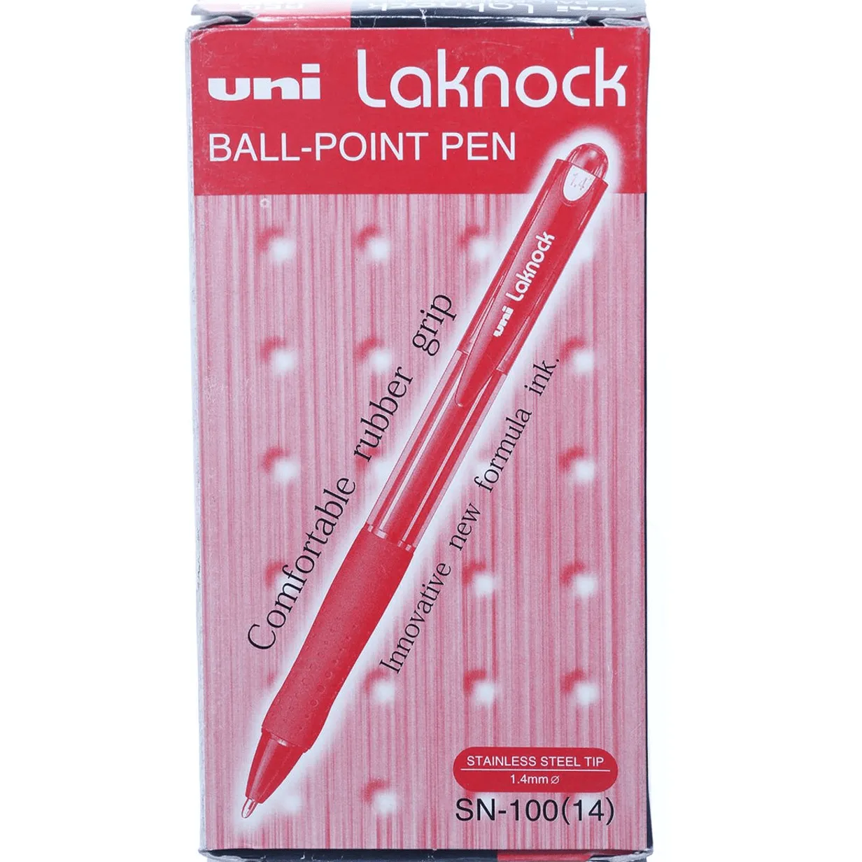 Uni-Ball SN-100 Laknock Retractable Ballpoint Pen Broad 1.4mm Red Box 12