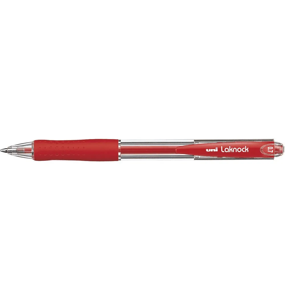 Uni-Ball SN-100 Laknock Retractable Ballpoint Pen Fine 0.7mm Red Box 12