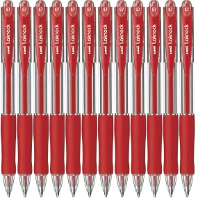 Uni-Ball SN-100 Laknock Retractable Ballpoint Pen Fine 0.7mm Red Box 12