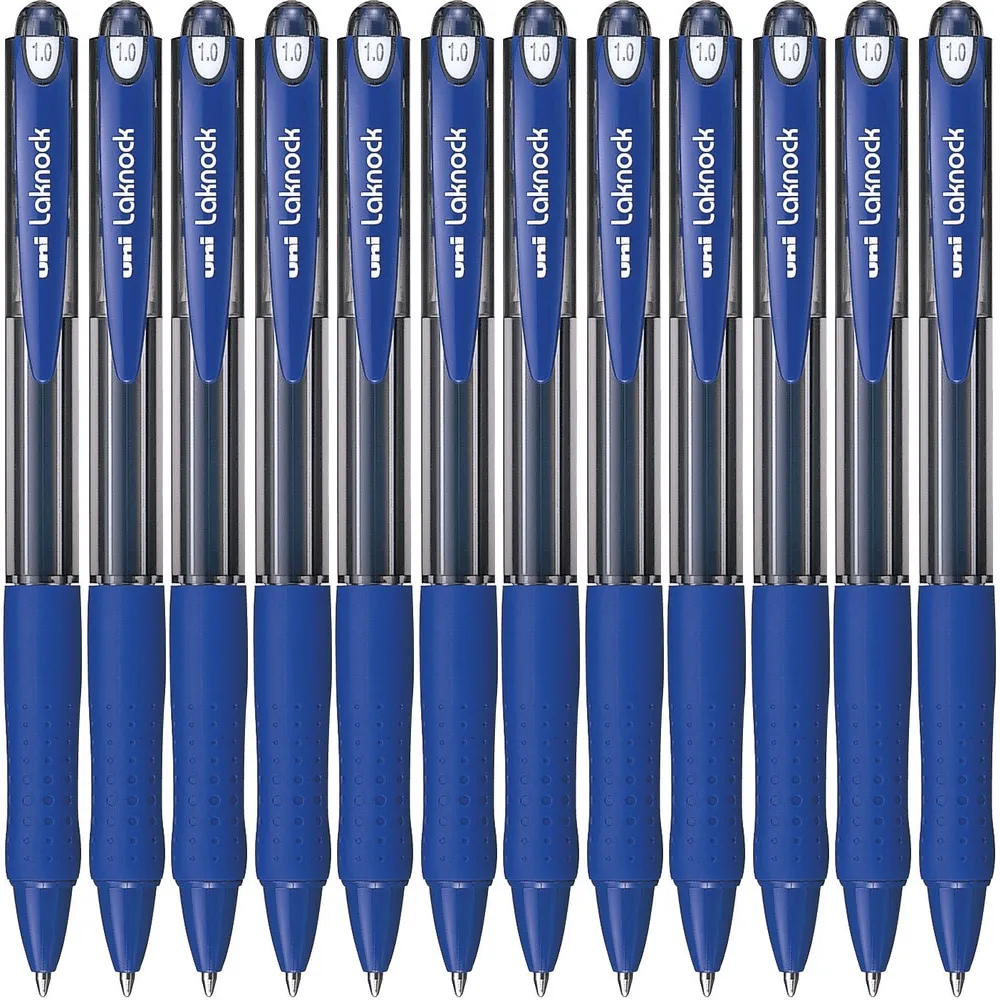 Uni-Ball SN-100 Laknock Retractable Ballpoint Pen Medium 1.0mm Blue Box 12