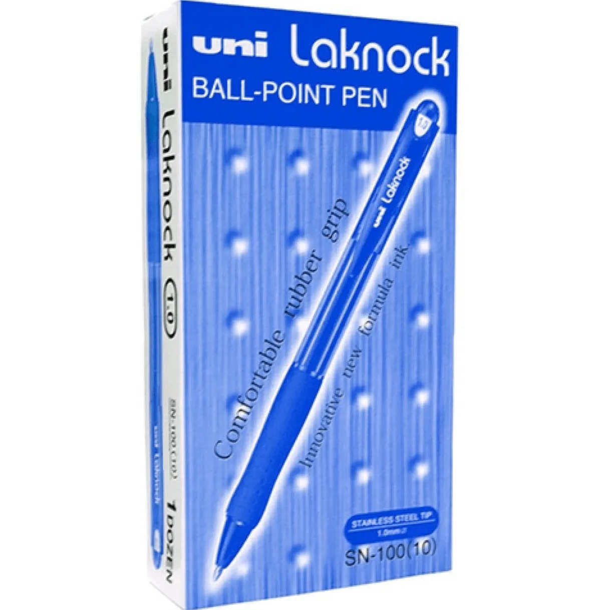 Uni-Ball SN-100 Laknock Retractable Ballpoint Pen Medium 1.0mm Blue Box 12