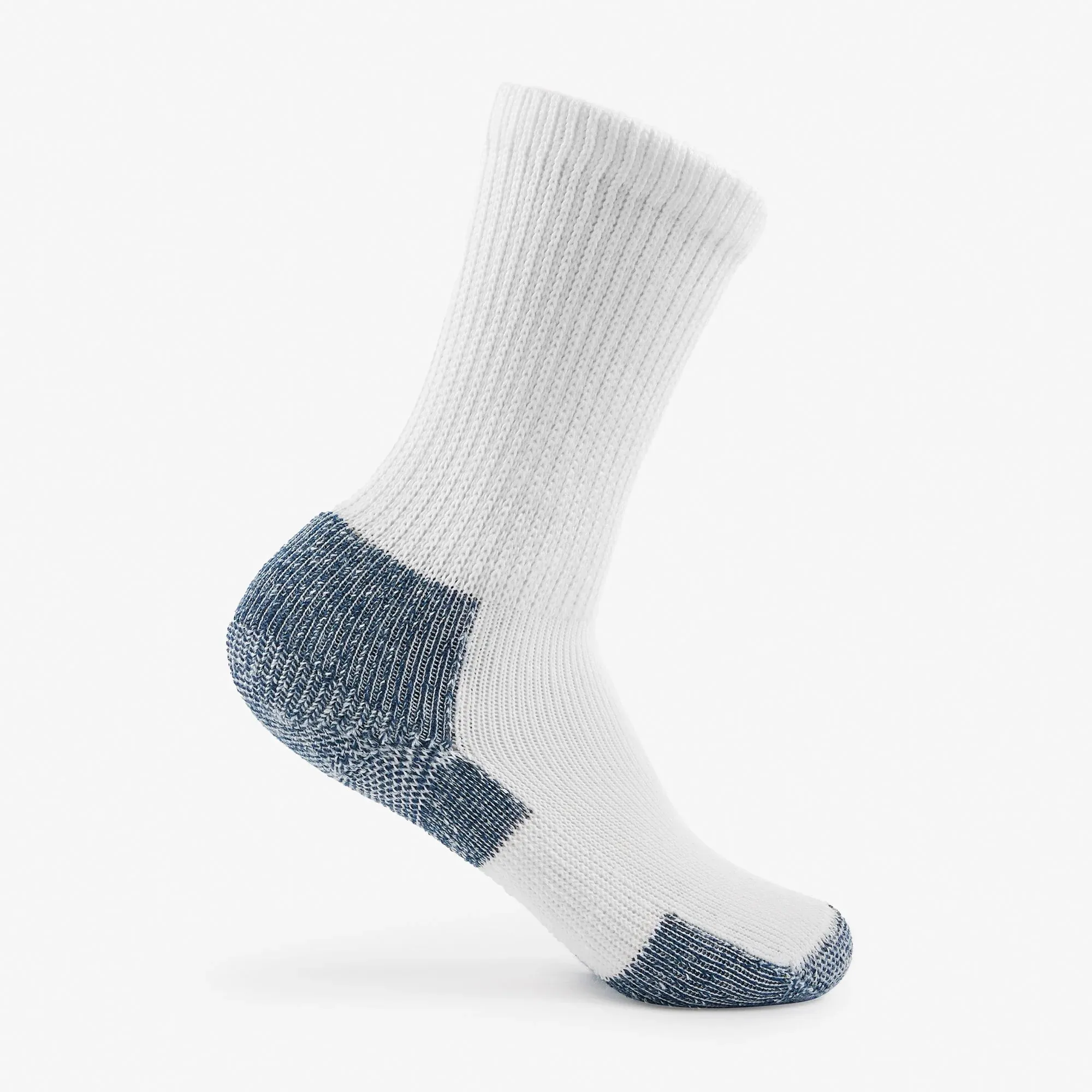  Unisex Maximum Padding Running Crew Sock in White and Navy  