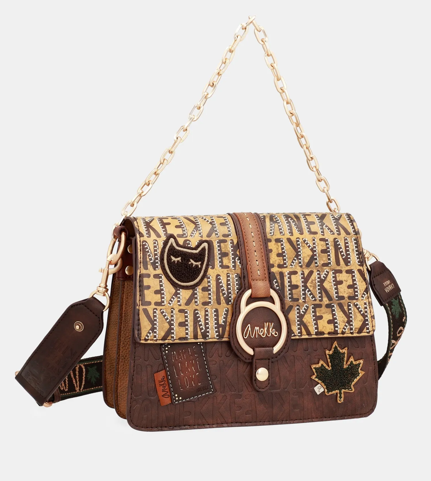 Urban brown flap shoulder bag