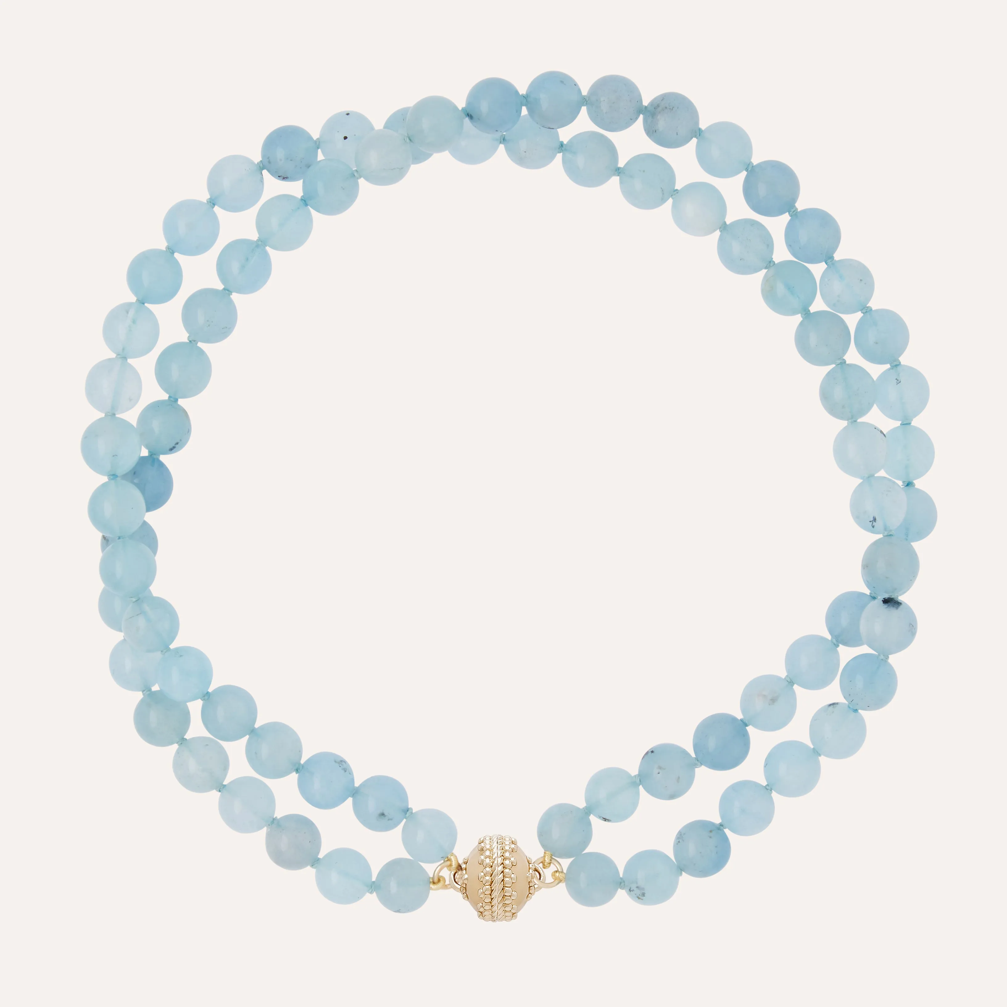 Victoire Aquamarine 10mm Double Strand Necklace